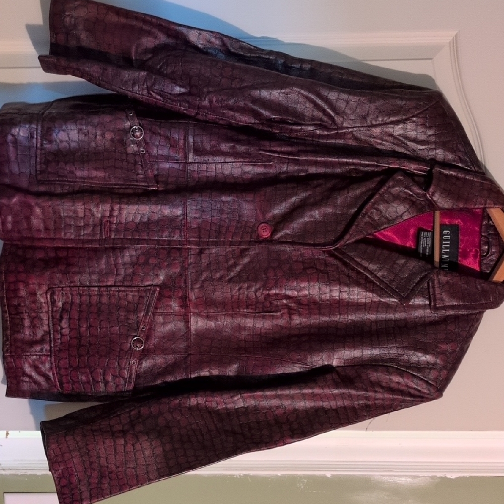 Burgundy Croc-Embossed Blazer